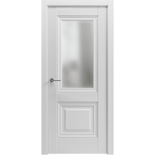 Міжкімнатні двері Grand Lux 7 напівскло, полотно 2000х600 мм, білий матовий Lux7-glass-2000х600 white mat фото — Магазин дверей SuperDveri