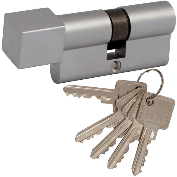 Цилиндр RDA 35/35 мм, ключ/тумблер, матовый хром 60102 фото — Магазин дверей SuperDveri