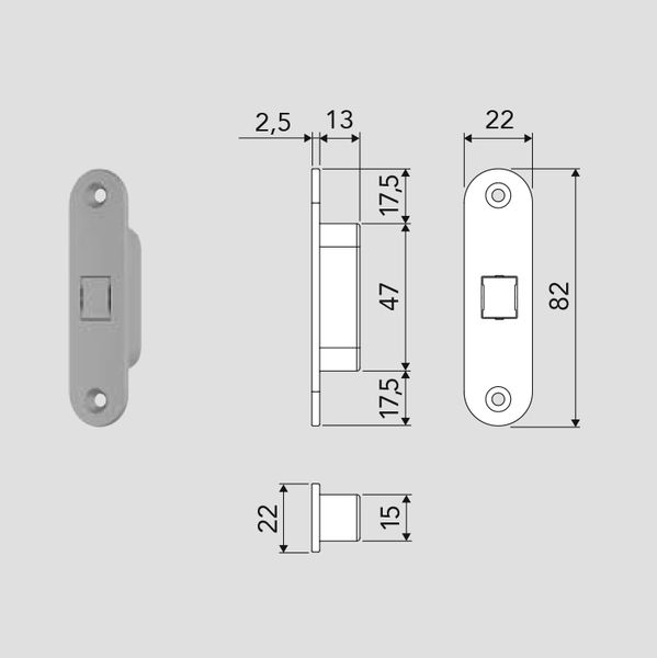 Ответная планка для замка AGB Touch lock (для деревянных коробок), черний B02404.31.93 фото — Магазин дверей SuperDveri
