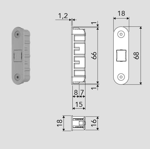 Ответная планка для замка AGB Touch lock (для алюминиевых коробок), черний B02404.30.93 фото — Магазин дверей SuperDveri