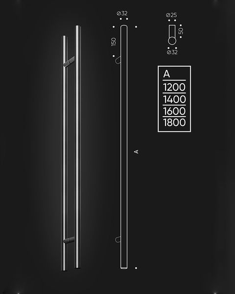 Ручка-скоба ВН-102, 1200 мм, Ø32х1,2мм, нержавіюча сталь, чорна ВН-102-1200-1-black фото — Магазин дверей SuperDveri
