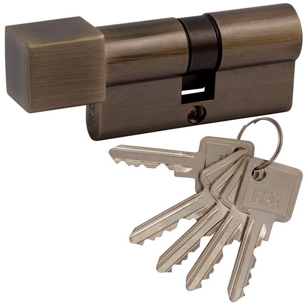 Циліндр RDA 30/38 мм, ключ/тумблер, антична латунь 60095 фото — Магазин дверей SuperDveri