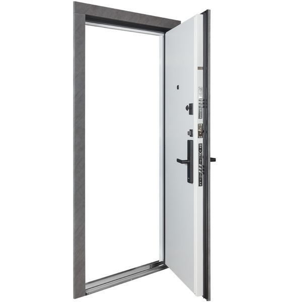 Дверь Булат Термо Тандем Электро (квадро) mod.590-гладкая 850 Пр Срез камня/Белый матовый Тандем Електро mod.590 850 Пр фото &mdash; Магазин дверей SuperDveri
