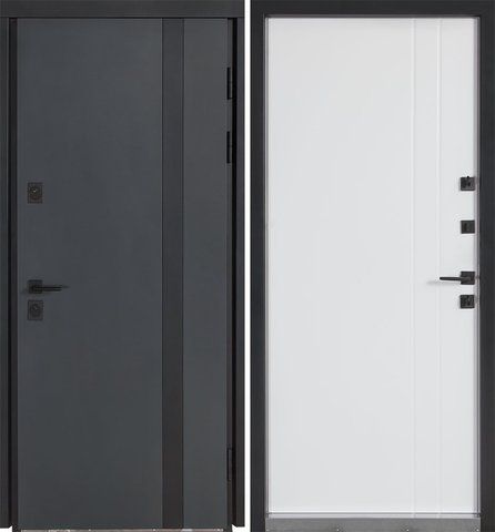 Двері Булат Котедж модель 710/265 Metalic anthracite/Вулична Білий атласний 950 Пр Котедж модель 710/265 950 Пр фото &mdash; Магазин дверей SuperDveri