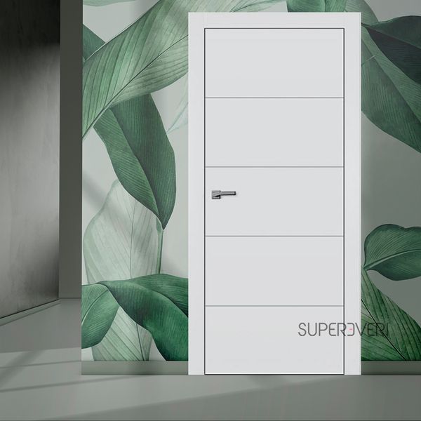 Міжкімнатні двері Омега F-5, полотно 2000х600 мм, колір біла емаль f-5-lines-2000х600-white фото — Магазин дверей SuperDveri