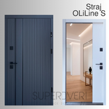 Двери Страж OLiLine S 4-ре контура 850 Пр антрацит/ белая эмаль + зеркало OLiLine S 850 Пр фото &mdash; Магазин дверей SuperDveri