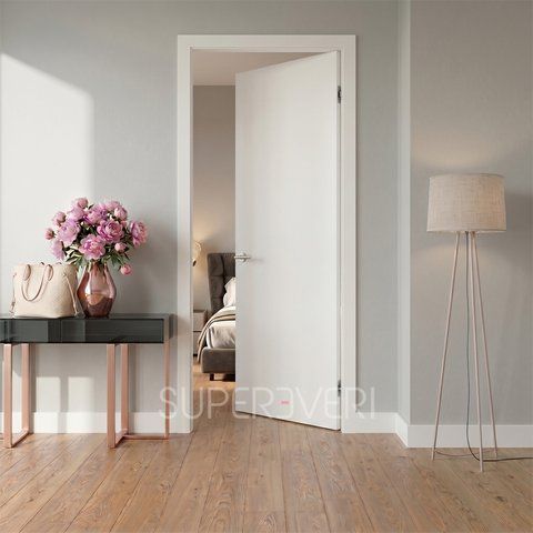 Міжкімнатні двері фарбовані CLEAR INSIDE, полотно 2010х600 мм, колір білий Clear INSIDE-2010х600R-white фото &mdash; Магазин дверей SuperDveri