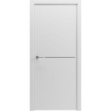 Межкомнатная дверь Grand Paint 7 нержавеющая сталь, полотно 2000х600 мм, белый матовый АКР Paint7 stainless-2000х600 white mat фото — Магазин дверей SuperDveri