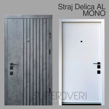 Двері Страж Delica AL MONO Prestige Lux 850 Пр бетон темний /біла емаль Страж Delica AL MONO 850 Пр фото — Магазин дверей SuperDveri