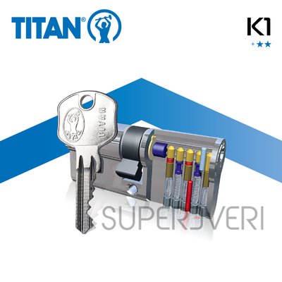 Циліндр TITAN K1 40-50 MN D 3FE A, ключ/ключ, нікель 000024217 фото — Магазин дверей SuperDveri