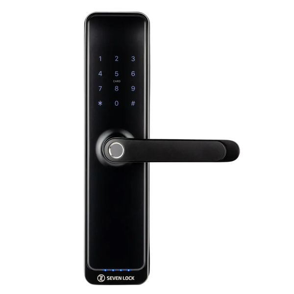 Розумний дверний біометричний замок SEVEN LOCK SL-7767BFW black SL-7767BFW black фото — Магазин дверей SuperDveri