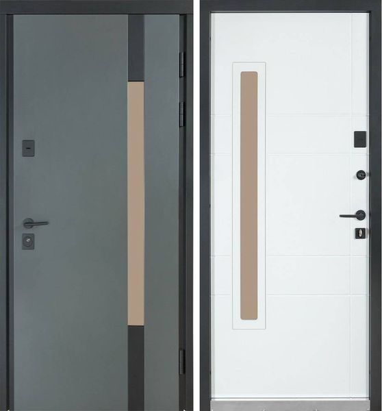 Дверь Булат Cottage модель 705/431 metallic grey/уличная белый атласный, 950 Пр 705/431 metallic grey/білий, 950 Пр фото — Магазин дверей SuperDveri