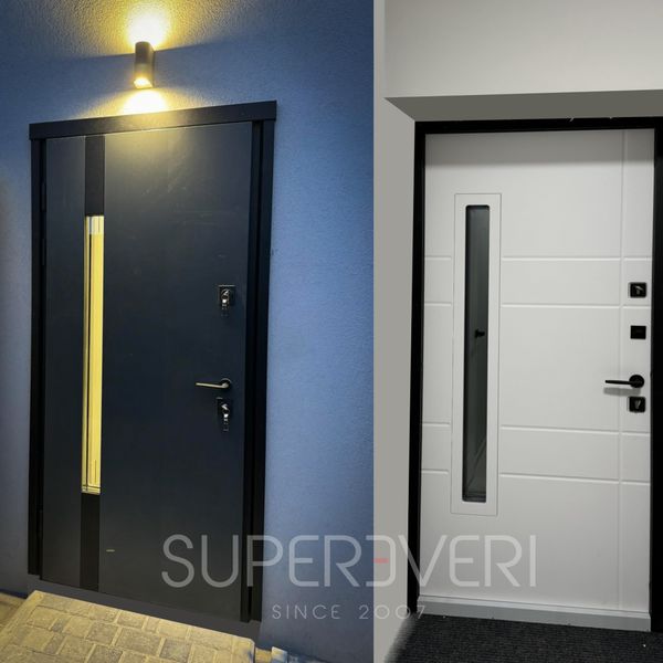 Дверь Булат Cottage модель 705/431 metallic grey/уличная белый атласный, 950 Пр 705/431 metallic grey/білий, 950 Пр фото — Магазин дверей SuperDveri